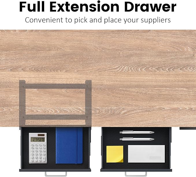 UNITEDPOWER Under Desk Drawer Storage, Pull-Out Office Hidden Counter Drawer, Metal Sliding Organizer Mount Below Table for Standing Electric Adjustable Height Desk, Black - Image 5