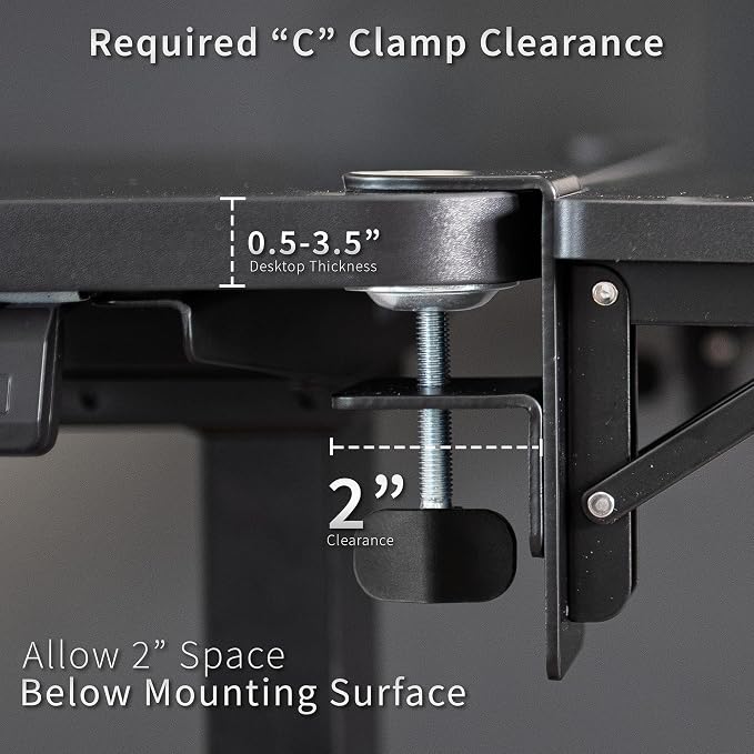 VIVO Clamp-on 6 x 9 inch (11 Including Clamps) Desk Extender, Wrist Support, Armrest Tray, Table Mount for Sit Stand Desks, Black, DESK-EXT09 | Wrist Support, Armrest Tray, Table Mount for Sit Stand Desks - Image 6