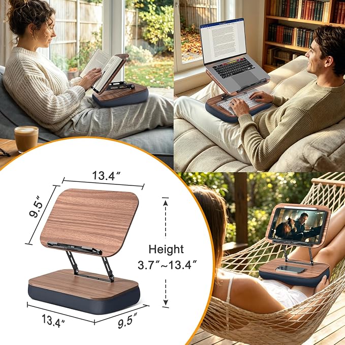 Lap Bean Bag Book Holders for Reading Hands Free, Adjustable Book Stand | Hands-Free Reading Pillow Stands with Page Clips, Book Holder Rest for Bed Desk Couch, Recipe Kitchen Readers Lovers Gifts - Image 7