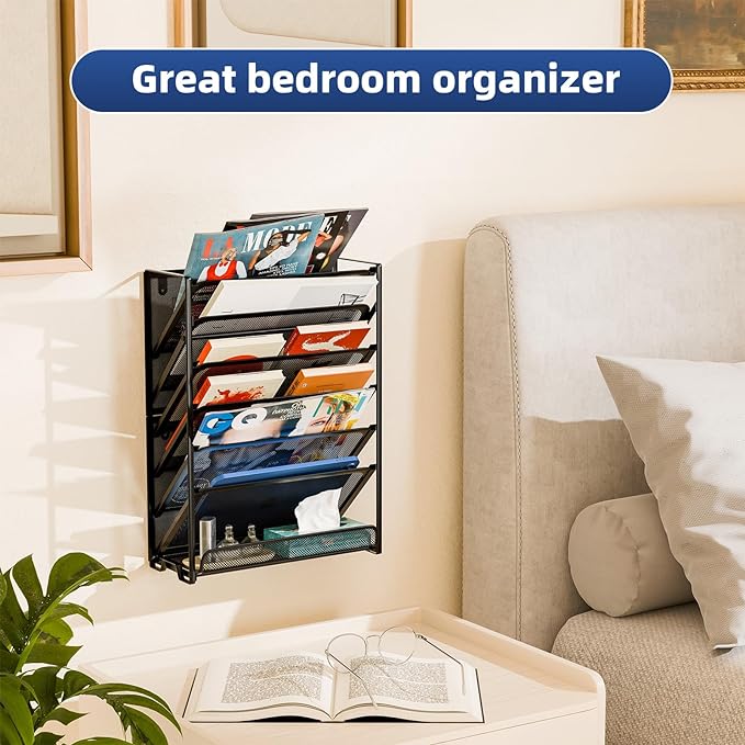 Simple Trending Wall File Organizer, Mesh 7-Tier Vertical Hanging File Holder, Desktop Metal Files Rack for Office and Home, Black - Image 6