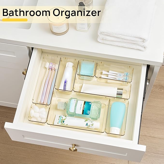 Vtopmart 25 Pack Plastic Drawer Organizers with Non-slip Rubber Pads | 4-Size Versatile Makeup Organizer, Storage Containers Small Bins for Makeup, Jewelries, Bedroom, Kitchen Utensils and Office - Image 5
