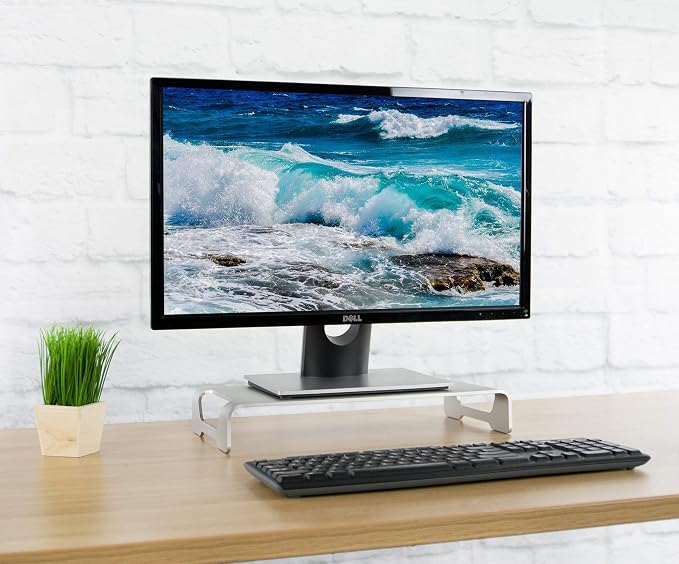 VIVO Silver Aluminum 16 inch Wide Monitor Riser, Ergonomic Desktop Stand, Modern Tabletop Organizer STAND-V000H - Image 4