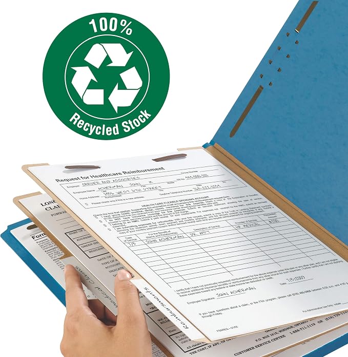Smead Value Filing 100% Recycled Pressboard Classification File Folder, 2 Dividers, 2" Expansion, Letter Size, Dark Blue, 10 per Box - Image 4