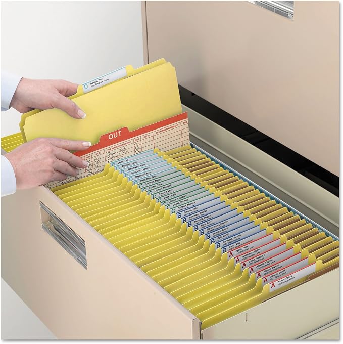 Smead Pressboard Classification File Folder with SafeSHIELD® Fasteners, 3 Dividers, 3" Expansion, Letter Size, Yellow, 10 per Box (14098) (Pack of 1) - Image 6