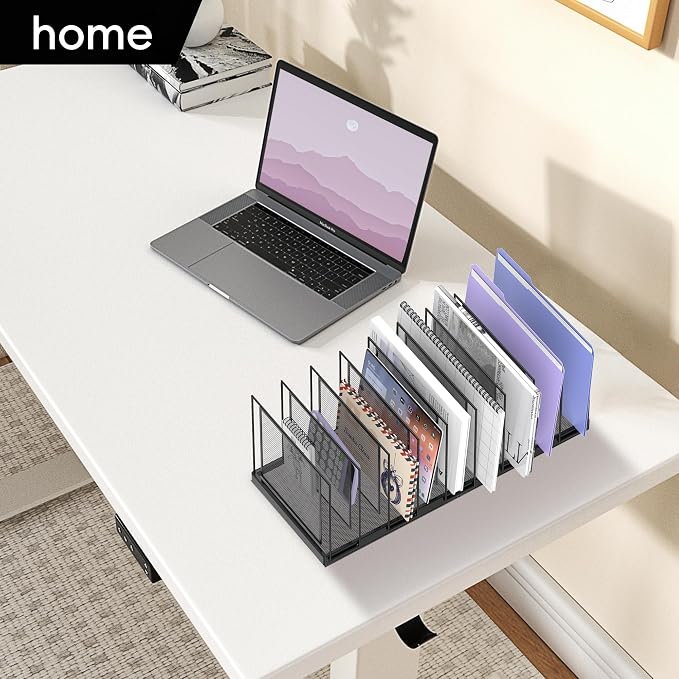 9-Section Desk File Organizer, Vertical File Holder, Mesh Desktop File Folder Metal File Binder Organizer Stand for Office Home Classroom, Black - Image 9