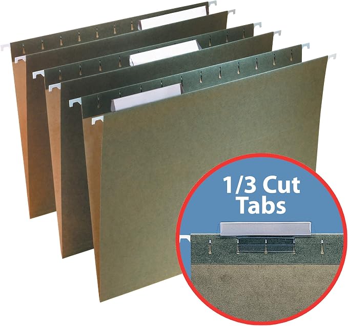 Smead Hanging File Folder with Tab, 1/3-Cut Adjustable Tab, Legal Size, Standard Green, 25 per Box (64135) (Pack of 2) - Image 2