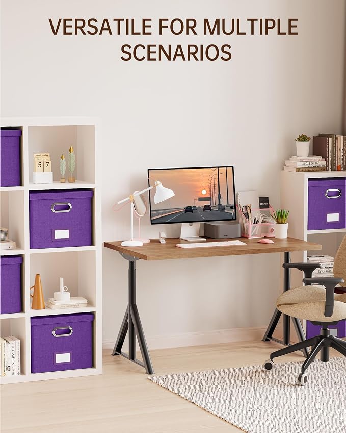 2 Pack File Storage Organizer, Filing Box, Portable File Box with Lid, Fit for Letter/Legal File Folder Storage, Document Organizer, Purple - Image 6