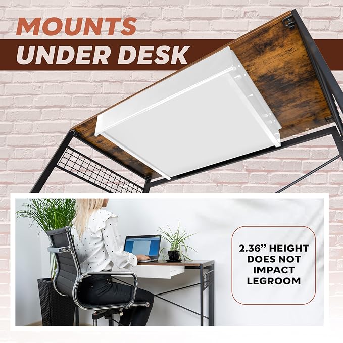 Large 23.6 Inch White Under Desk Drawer Slide Out, Great For The Office, Home And Workspace. Pencil & Undermount Pull Out Under Counter Workbench Attachable Drawer, Made Of Carbon Steel - Image 6