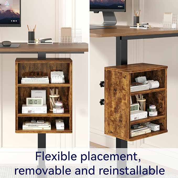 IBUYKE Under Desk Storage Cabinet Clamp on Desk Legs Shelf UTMZ012H | Adjustable Shelf, for Standing Desks Shelf, for Office,Elevating Your Workspace - Image 5
