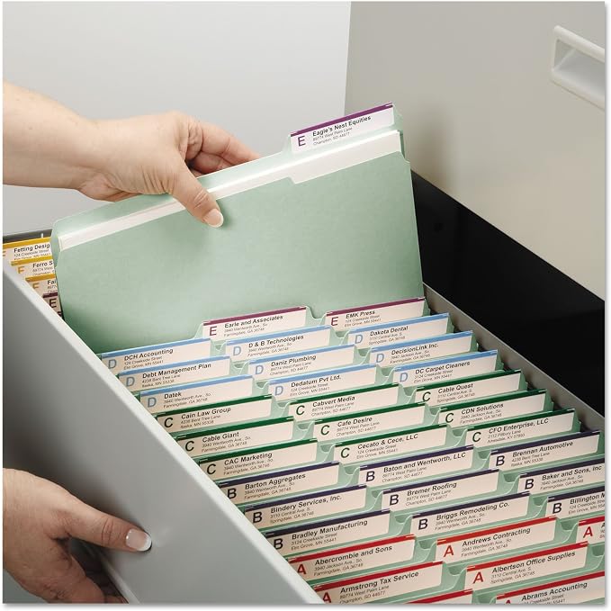 Smead Pressboard Fastener File Folder with SafeSHIELD, 1/3 Cut Tab, 51 Mm Expansion, Letter Size, Gray, Green, 25 Count, 14934 - Image 8