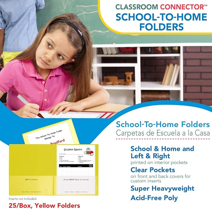 C-Line Classroom Connector School-to-Home Folders, Yellow, 25 per Box (32006) - Image 4
