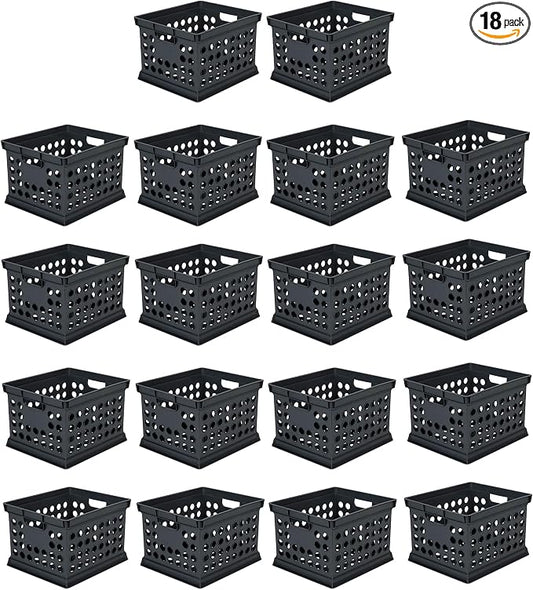 Sterilite Storage Crate Bin File Organizer for Home & Office,Black, 18-Pack | Heavy-Duty and Stackable Plastic Boxes and Containers for Desk, Cabinet, Dorm, Garage, or Utility Organization by Sterilite