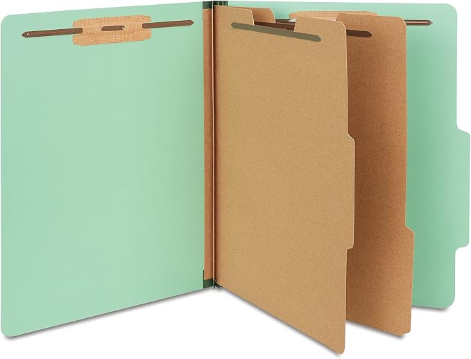 Staples Pressboard Classification Folder, Letter Size, 2 Dividers, 2.5″ Expansion, Light Green, Durable Construction, 40/Carton by Staples