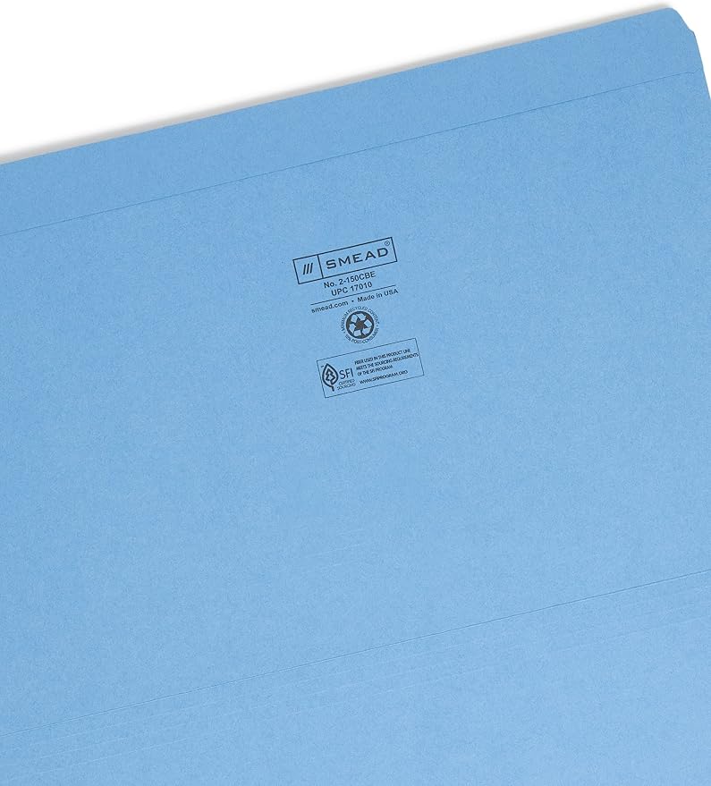 Smead File Folder, Reinforced Straight-Cut Tab, Legal Size, Blue, 100 per Box (17010) - Image 3