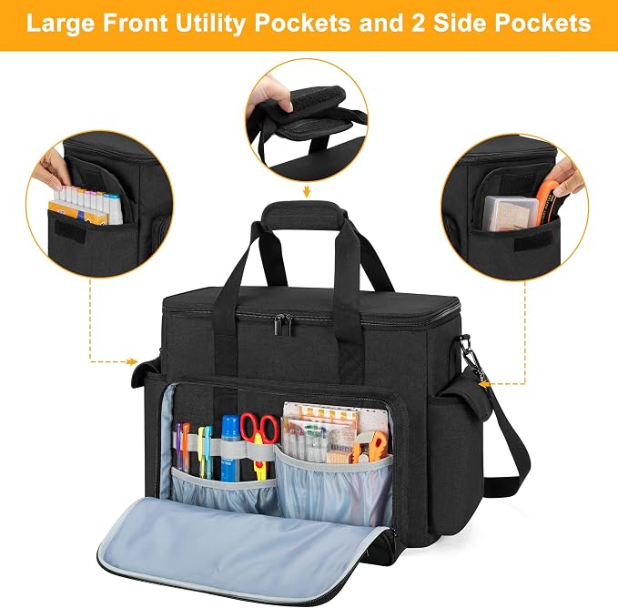 Trunab Scrapbook Bag with Laptop Sleeve & Pockets, Craft Organizer Tote | Padded Laptop Sleeve, Multiple Pockets for Scrapbooking Supplies & Art Tools - Image 3