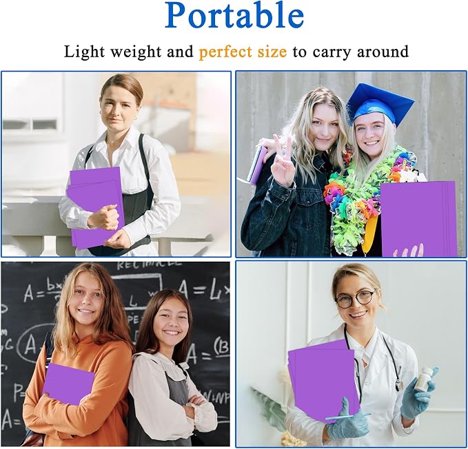 Zzrywuty 100 Packs Paper Purple Folders with Pockets for Students,Businessmen and Office Workers,Letter Size,Two Pocket Folders with Card Slot for Office,Business,School Supplies - Image 7