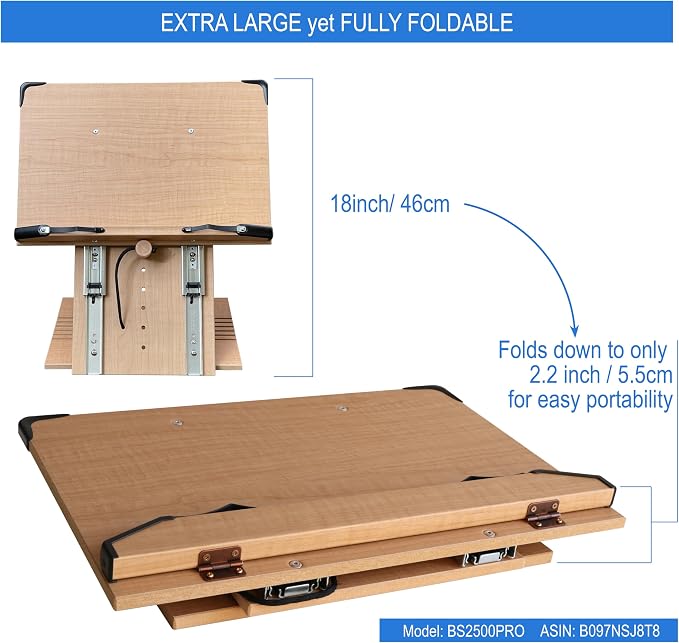 BS2500PRO XL Super Heavy Duty 15.4x10.5 Portable Height Adjustable Foldable Eye Level Bookstand Holder for Reading Hands Free Large Thick Heavy College Textbooks Tablets Neck Pain Free - Image 5