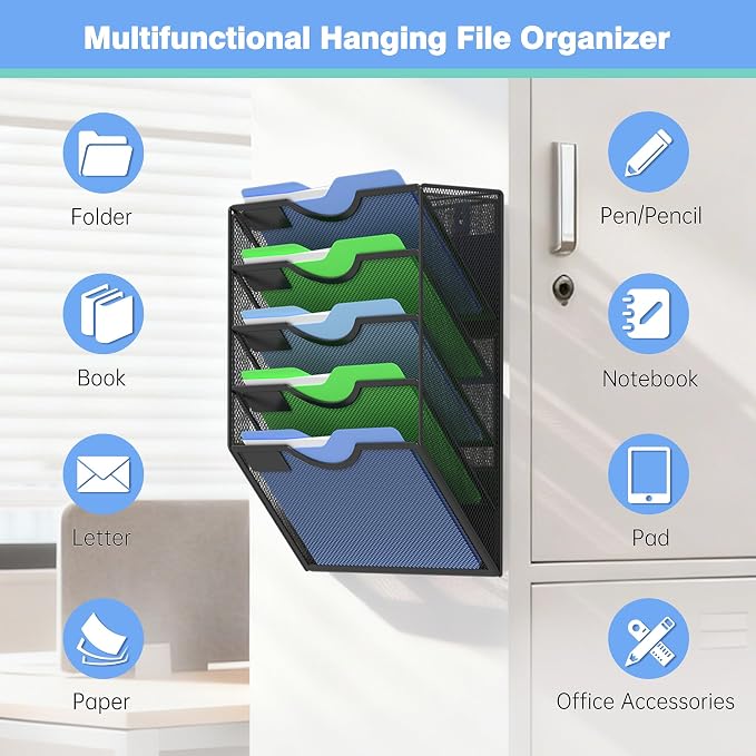 Kuntine.B Wall File Organizer Office Hanging Magazine Holder Wall File Organizer for Office Home - Image 4