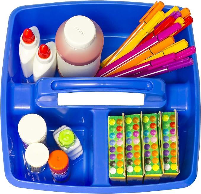 Storex 3-Compartment Small Caddy – Multipurpose Classroom Organizer with Handle, Blue, 5-Pack (00947E06C) - Image 7