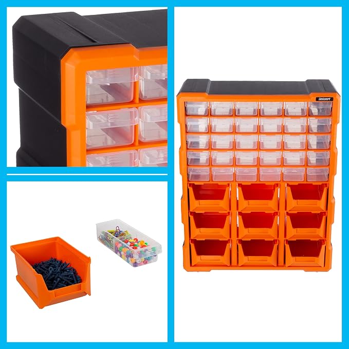 Stalwart Plastic Storage Drawers - 39-Drawer Screw Organizer, Black - Image 7