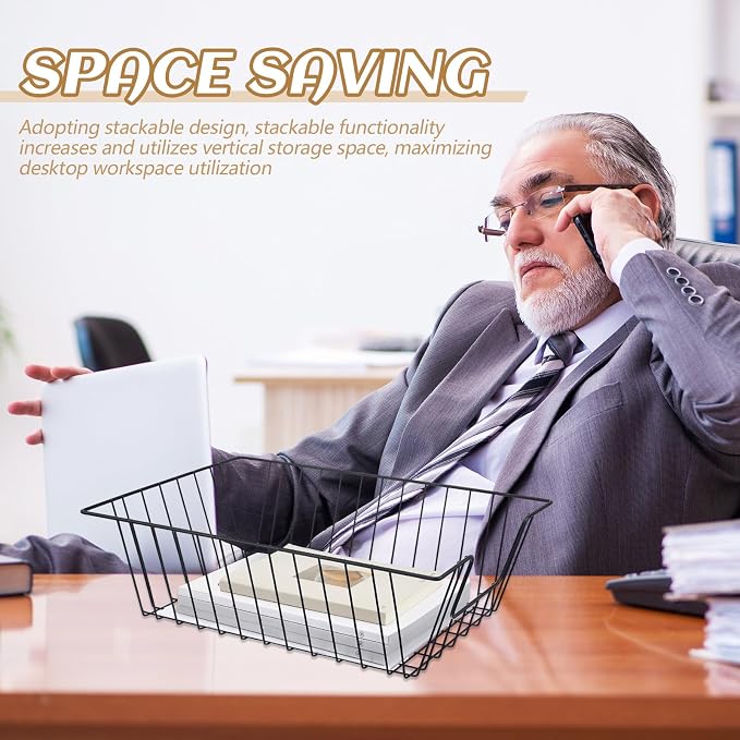 Yeaqee 12 Pcs Letter Tray Classroom Paper Trays,17'' X 12'' X 5,Black - Image 6