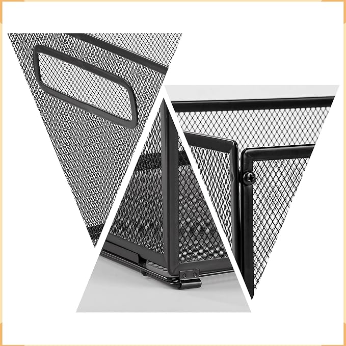 SETTFRFE 2 Pack Letter Size Hanging Folder Organizer,Metal File Box,Black | Mesh File Basket & Hanging File Rack with Handle,File Crate for Hanging Folders,Filing Organizer for Office,Classroom & Home - Image 2
