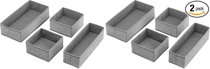 Whitmor 6283-9871 Set of 4-Crosshatch Gray Drawer Organizer (Pack of 2) by Whitmor