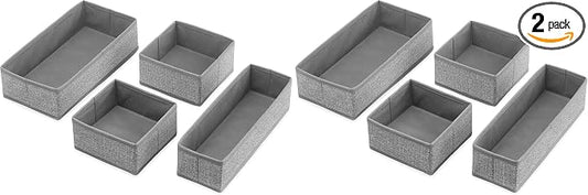 Whitmor 6283-9871 Set of 4-Crosshatch Gray Drawer Organizer (Pack of 2) by Whitmor