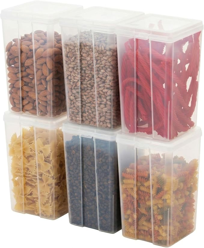 IRIS USA Food Storage Containers Set, 2.7 Qt - 6 Pack, Food Grade Plastic | BPA-Free, Clear View, Flip Top Lid, Stackable, For Dry Food, Flour, Sugar, Grain by IRISUSA