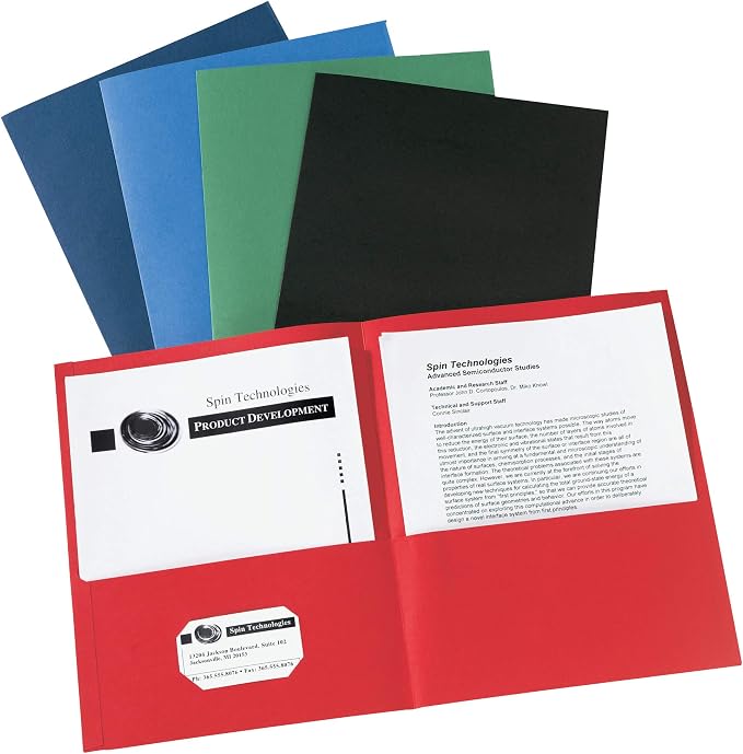 Avery® Two Pocket Folders, Holds up to 40 Sheets, Business Card Slot, 25 Assorted Folders (47993) - Image 8