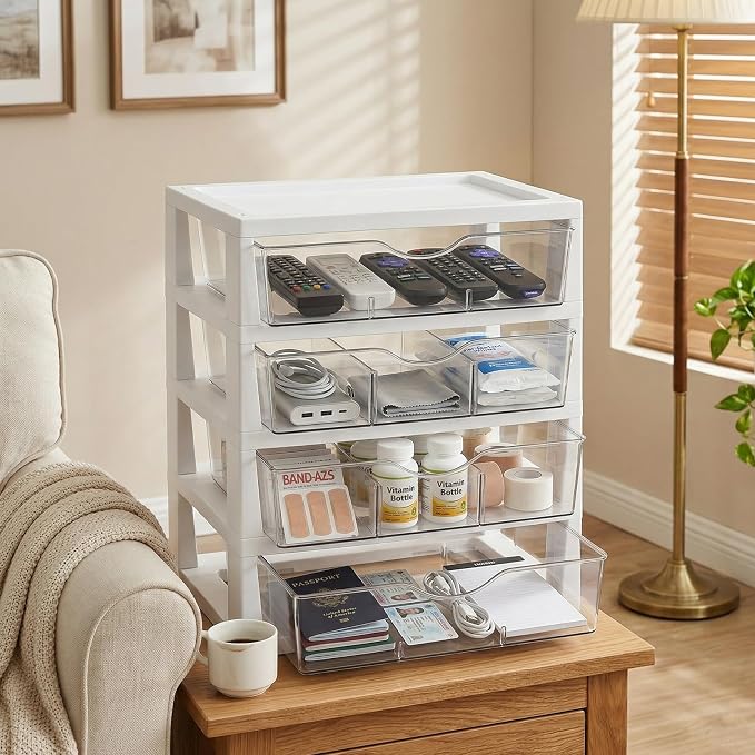 novelinks Drawer Organizer, 4-Tier Paper Organizer Drawers with Dividers | Plastic Desk Organizers and Accessories with Drawers, Under Desk Drawer, File Organizer for Desk, Office Supply Organizer - Image 7
