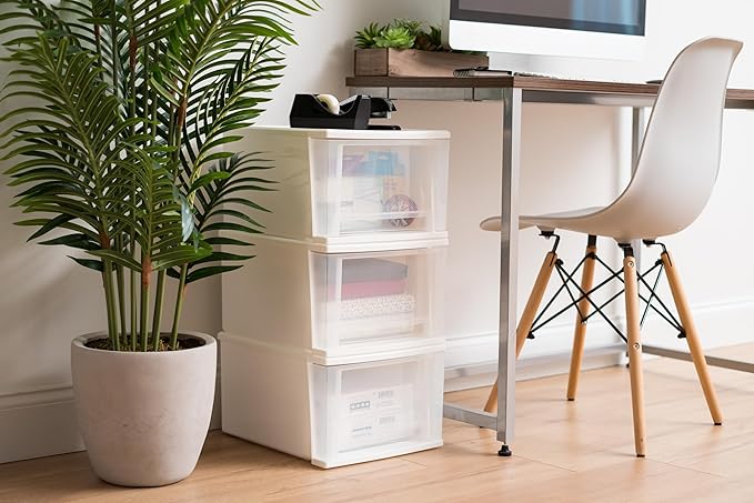 IRIS USA 4-Pack, 17 Qt. Medium Stacking Drawer Storage Organizer, White | Keep clothing, accessories, office supplies, and everyday essentials organized around your home with easy access storage - Image 2