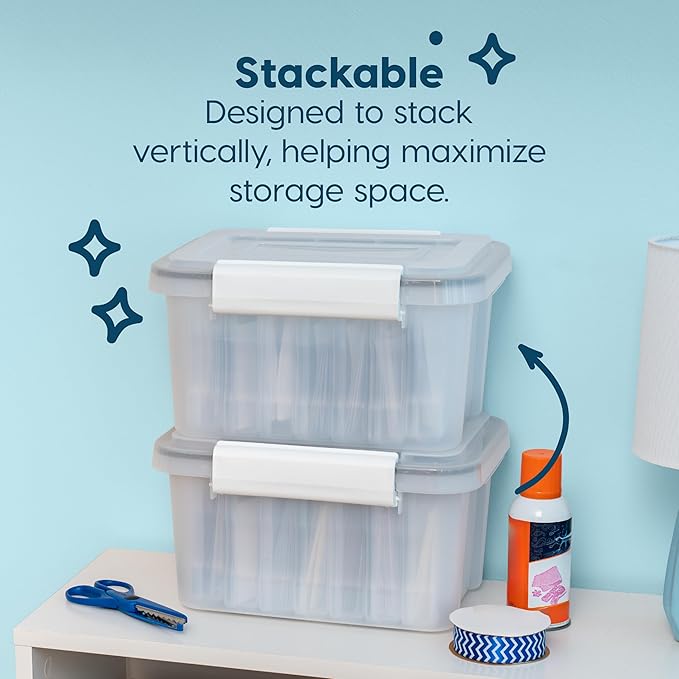 IRIS USA Photo Storage Box |Made in USA| 7 Cases - (2-Pack) - Clear | Fits 4" x 6" Pictures / Built-In Handle / Organizing Containers for Tasks, Stickers, Ephemera & Flashcards / WeatherPro - Image 4