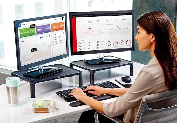 3M Adjustable Computer Monitor Stand, 16 in x 12 in x 13.6 in | Height Adjustable Monitor Riser For Desk, Office, Home With Underneath Storage Space, No Skid - Image 13