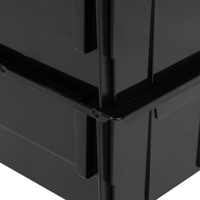 IRIS USA 6-Pack, Extra Large Stackable Storage Bins, Black | Organize small parts, hardware, craft supplies, pantry items, and household essentials with open-front access, stackable bins - Image 7