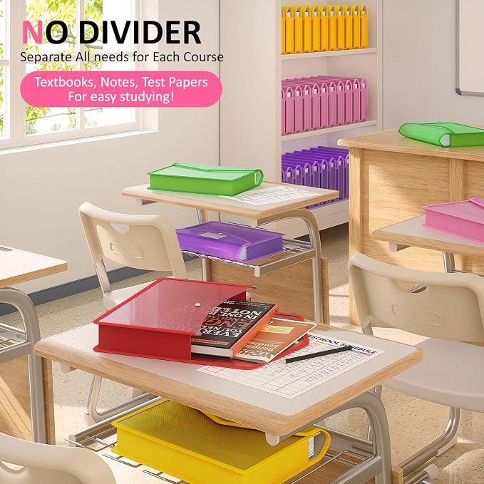 ThinkTex Plastic Expanding File Folders, Transparent Envelopes with Snap | Suitable for Home, Office, School, Large Capacity, No Dividers, Dopamine 5-Color, Fits Letter/A4 Size - 5 Pack - Image 3
