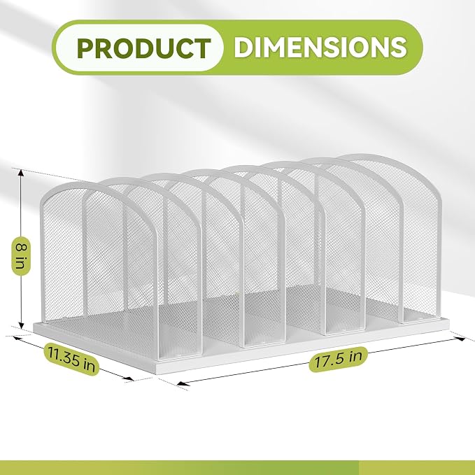 Desk File Organizer Vertical 7 Sections Mesh File Sorter Paper Storage Organizer for Desk, Office Organization File Holder Rack, White - Image 2