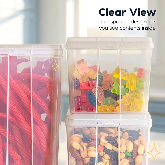 IRIS USA Food Storage Containers Set, 1.3 Qt - 10 Pack, Food Grade Plastic | BPA-Free, Clear View, Flip Top Lid, Stackable, For Snacks, Cereal, Nuts, Dry Goods - Image 6