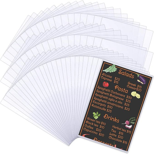145 Pcs 8.5" x 14" Clear Plastic Menu Sleeves Covers Legal Size for Restaurant Menu Protector, 8.5" x 14" Rigid Print Protectors, Clear Hard Plastic Protective Sleeves Covers by Henoyso