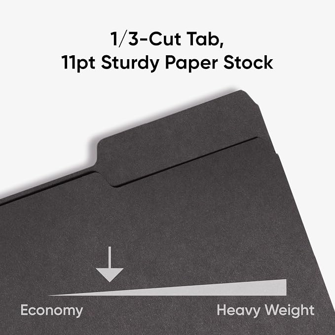 Smead Interior File Folder, 1/3-Cut Tab, Letter Size, Black, 100 per Box, Expandable File Folders for Filing Cabinet - Image 4