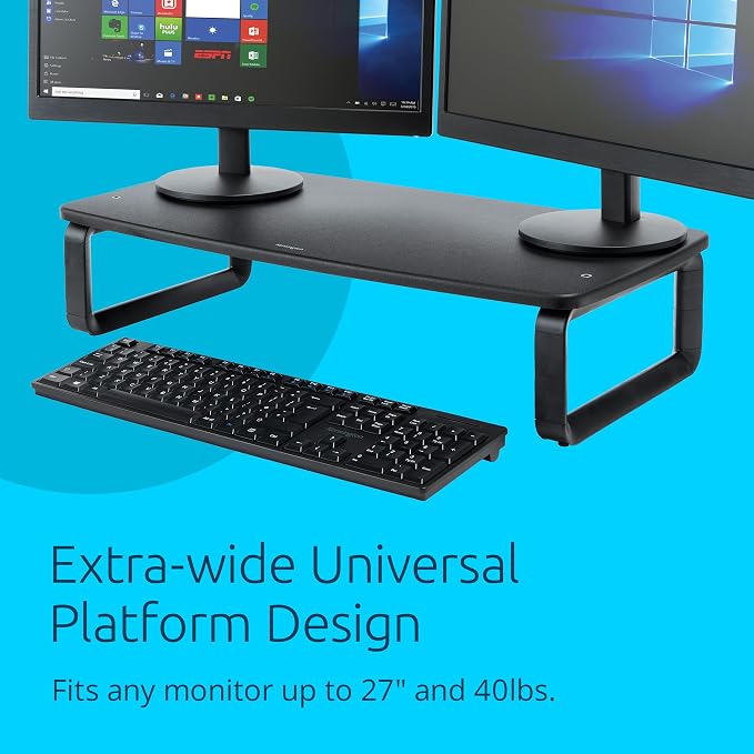 Kensington SmartFit Extra Wide Monitor Stand (K52797WW) Black | Adjustable height, ergonomic design, extra-wide platform raises monitor to eye level - Image 3