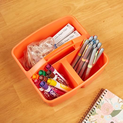 ECR4Kids 3-Compartment Small Plastic Caddy, Multipurpose Organization, Primary, 6-Pack - Image 10
