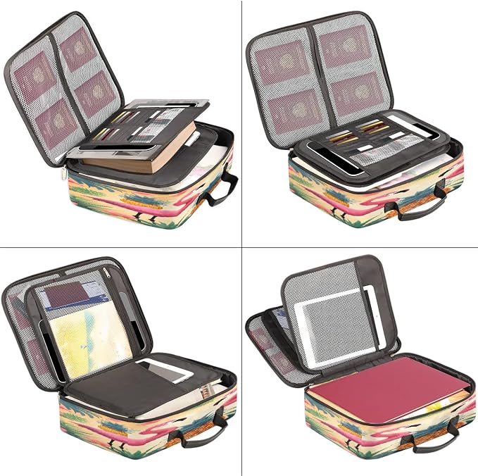 File Organizer Tropical Leaves Flamingo Pineapple Document Organizer with Handle Portable File Organizer Bag Home Travel Storage Bags for Files Laptop Certificates - Image 5
