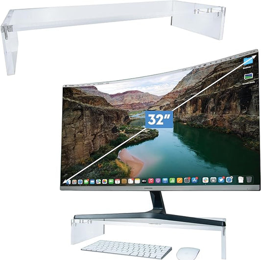 Mammoth High Grade Heavy Duty Clear Acrylic Computer Monitor Riser Stand for Home and Office, 20" Wide Base with 50LBs Load by Mammoth