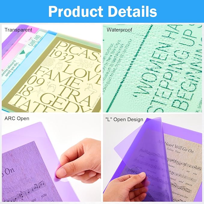 Fainne 100 Pcs Plastic Document Folders Clear File Folders Plastic Pockets Sleeves Letter Size 8.7 x 12.2 Inches A4 Assorted Colors for Office Supplies (Bright Color) - Image 2