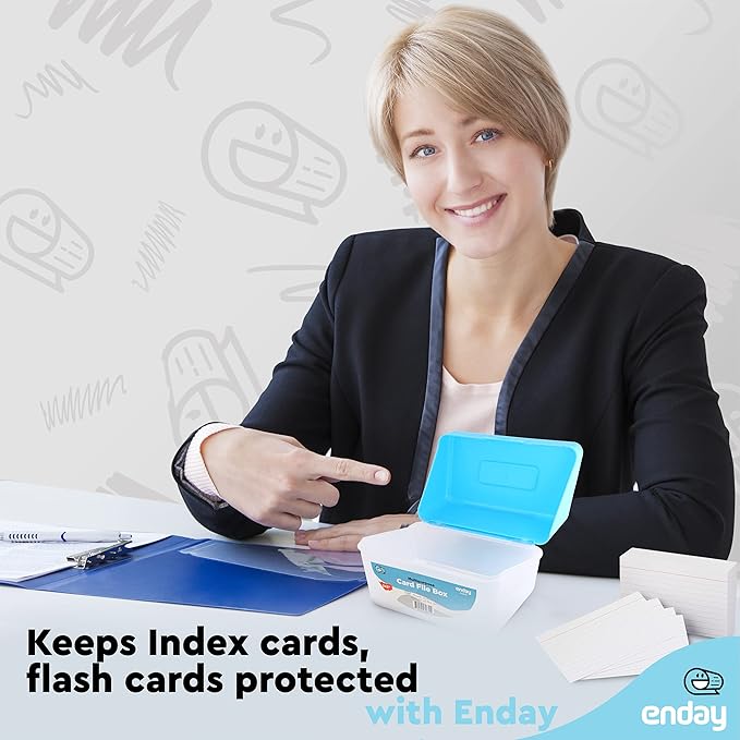 Enday Index Card Box Multicolor 3x5 Index Card Holder, Index Card Organizer, Flash Card Holder, Holds 250 Cards. (6 Pack) - Image 6