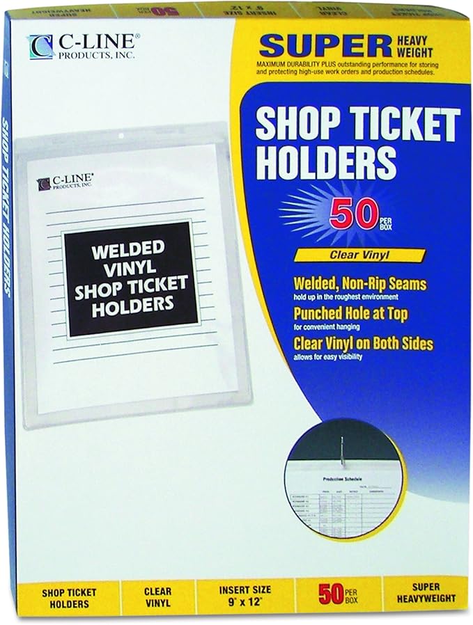 C-Line Vinyl Shop Ticket Holders, Both Sides Clear, 9 x 12 Inches, 50 per Box (80912) (Pack of 5) - Image 4