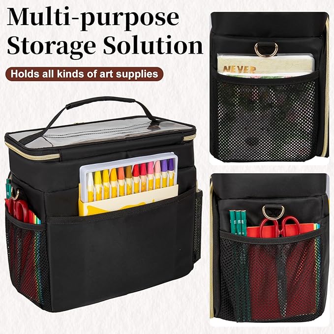 Large Double-Layer Marker Organizer Case for 200-300 Markers, Black | Marker Bag with Removable Dividers, Marker Organizer for Markers, Pencils, Crayons or Other Art Supplies, (Bag Only) - Image 5