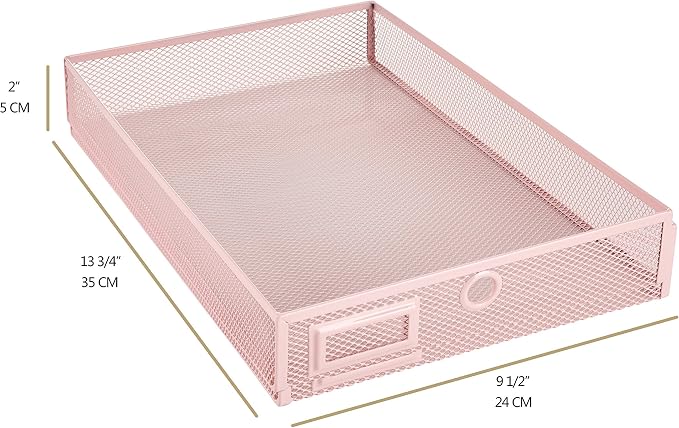 Annova Desk Organizer Wire Mesh 3 Tier Sliding Drawers Paper Sorter/Multifunctional/Premium Solid Construction for Letters, Documents, Mail, Files, Paper, Kids' Art Supplies (Light Pink) - Image 3