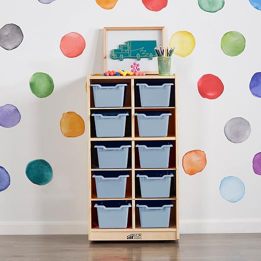 ECR4Kids Scoop Front Storage Bins, Multipurpose Organization, Powder Blue, 10-Piece - Image 9